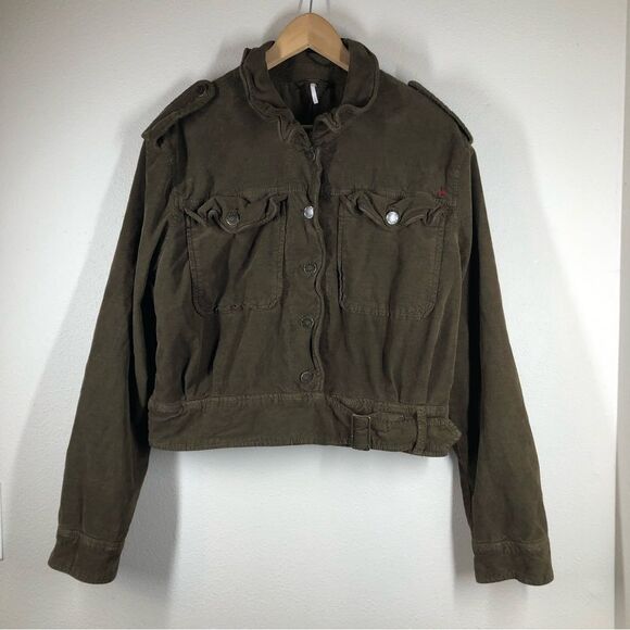 Free People Everlyn Corduroy Jacket In Moss Green Size Large - Picture 1 of 10